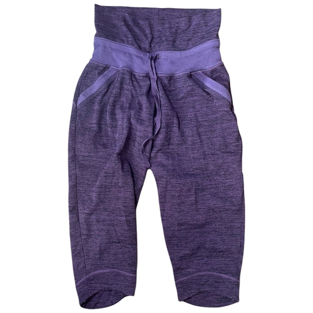 Athleta Chillax Capri Sweatpants Heather Purple Fold Over Waist Small